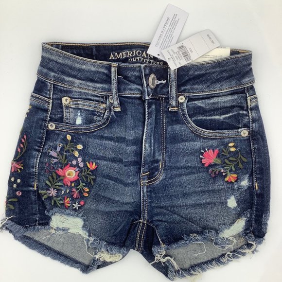 New American Eagle AE Ne(X)t Level High Waisted Floral Short Shorts - 0